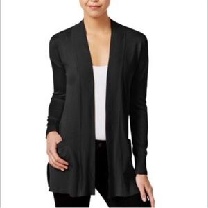 Misook Open Front Black Cardigan With Side Slits